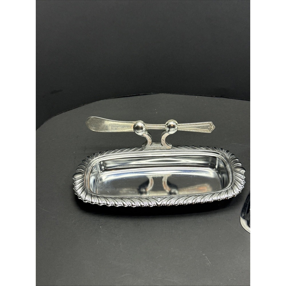 Vintage Silverplate Butter Dish Knife Holder Timeless Elegance Table Holiday